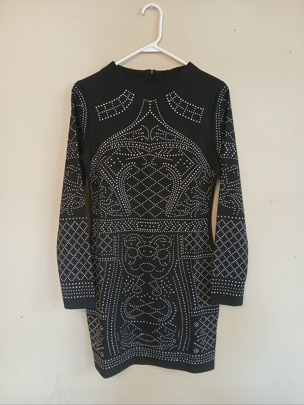 Black Studded Long Sleeve Bodycon Dress